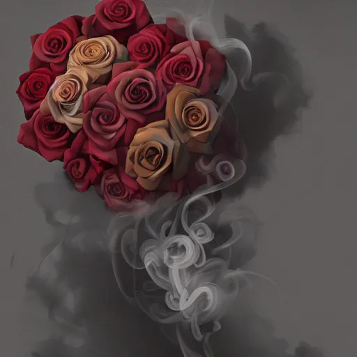 Image similar to Smoke roses, digital art, award winning, artstation,