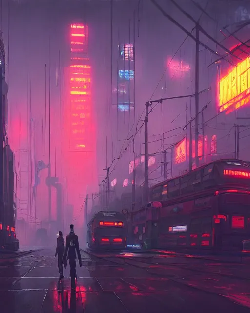 Image similar to painting of dystopian cyberpunk london, by simon stalenhag, cory loftis, james gilleard, atey ghailan, makoto shinkai, goro fujita, studio ghibli, rim light, exquisite lighting, clear focus, very coherent, plain background, soft painting