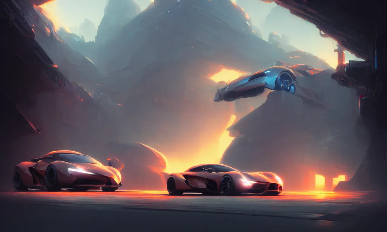 Image similar to Super car, concept art, low angle, high detail, warm lighting, volumetric, godrays, vivid, beautiful, trending on artstation, by Jordan grimmer, art greg rutkowski