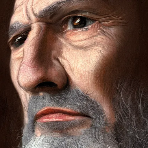 Prompt: portrait of da vincis face close - up, photorealistic, 4 k, detailed.