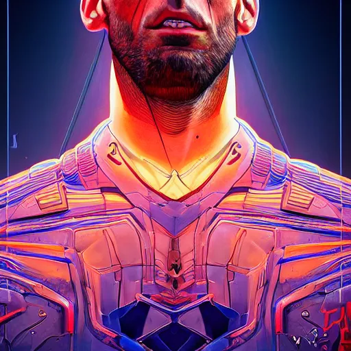 Image similar to a beautiful digital artwork of a cyborg novak djokovic by artgerm, tooth wu, dan mumford, beeple, wlop, rossdraws, james jean, marc simonetti. intricate, epic lighting, cinematic composition, hyper realistic, 8 k resolution, unreal engine 5