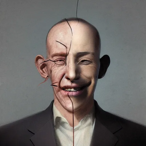 Image similar to portrait of character with his nose removed with his nose removed with his nose removed with his nose removed with his nose removed with his nose removed, by Greg rutkowski