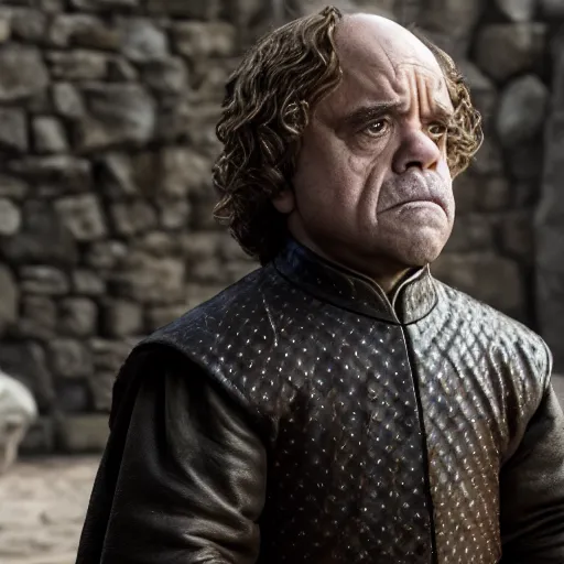 Prompt: Danny DeVito as Tyrion Lannister, still from Game of Thrones, tv show, detailed, 4K