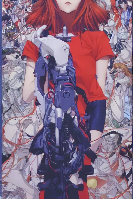 Prompt: Neon Genesis Evangelion by range murata and mucha