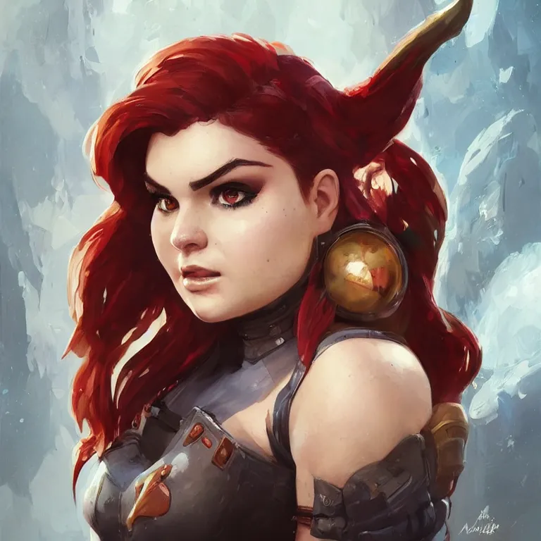 Image similar to A portrait of Ariel Winter as space pirate mercenary by Ruan Jia and Mandy Jurgens and Artgerm and william-adolphe bouguerea, highly detailed, trending on artstation, award winning,