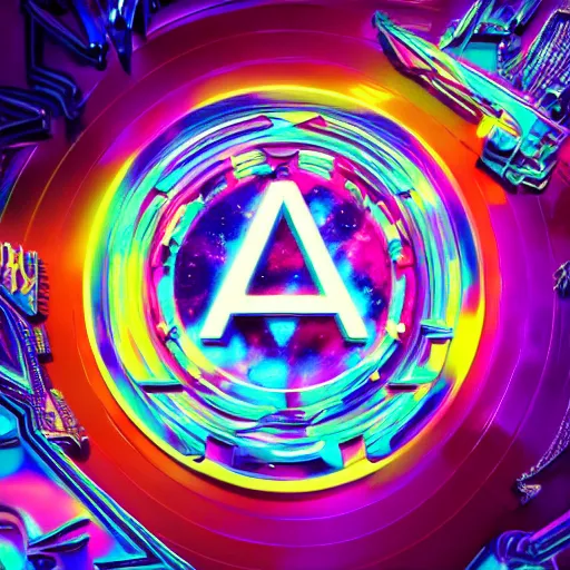 Image similar to a and w vaporwave logo, colorful, digital art, cosmic, 3 d high definition, trending on art station, photorealistic, high resolution, 8 k, octane, hyper detailed, insane details, intricate, elite, ornate, elegant trend, highly detailed and intricate, sharp focus, photography, unreal engine