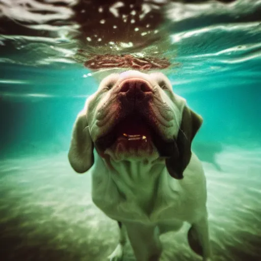 Image similar to dog headed man underwater