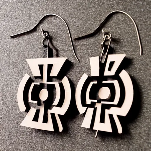 Prompt: segmented 2d laser cut earrings, star wars rebel logo