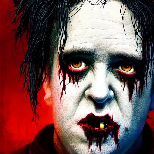 Prompt: portrait of robert smith as a zombie, 7 days to die zombie, fine art, award winning, intricate, elegant, sharp focus, cinematic lighting, highly detailed, digital painting, 8 k concept art, art by guweiz and z. w. gu, masterpiece, trending on artstation, 8 k