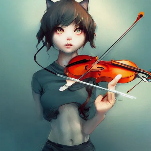 Prompt: cat smokes bong shaped like violin anno sakimichan stanley artgerm lau rossdraws james jean marc simonetti elegant highly detailed digital painting artstation