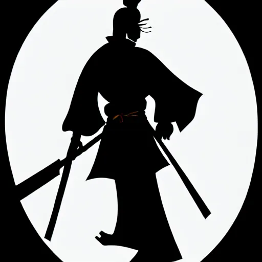 Image similar to silhouette of a bushido illustration, ink drawing style, vector art style, medium shot, intricate, elegant, highly detailed, digital art, ffffound, art by peter tang