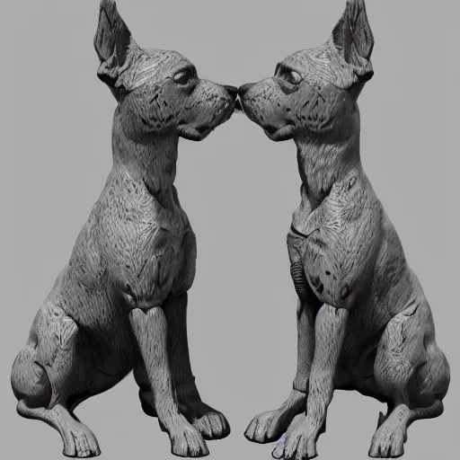 Prompt: [ two dogs caressing each other ]!!!, trending on artstation, digital art, polycount, intricately detailed