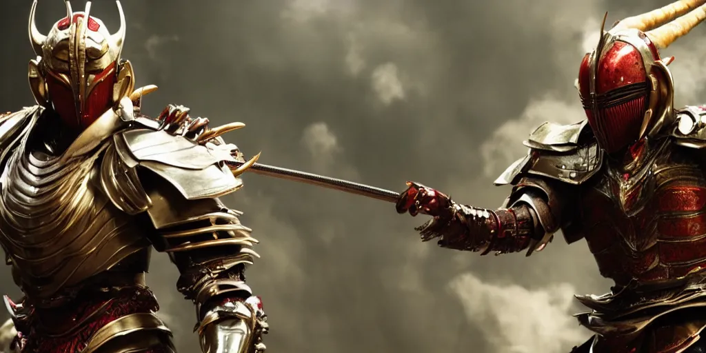 Image similar to a film still of a black man starring in a japanese blockbuster film as yoshimitsu, shallow depth of field, cinematic, award winning cgi, vfx, film still