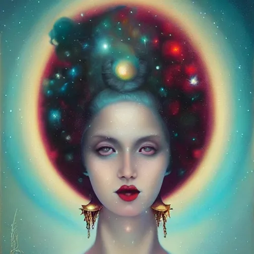 Image similar to cosmic teenage goddess of abstract joy by tom bagshaw