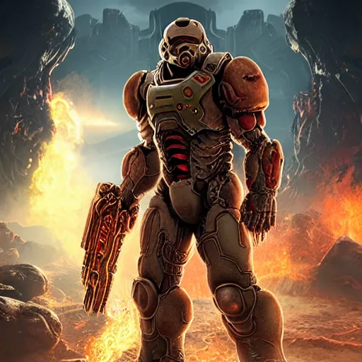 Image similar to character from doom eternal