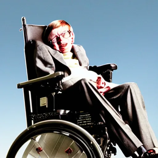 Prompt: steven hawking flying in the sky