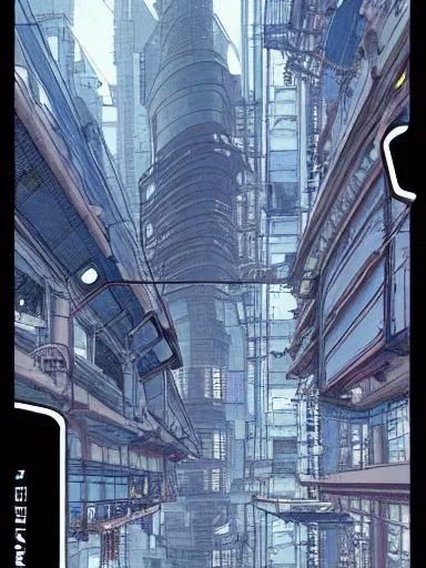 Image similar to horizontal view, cyberpunk, animation concept art, studio ghibli style, clear reflection, full page scan of 3 0 0 0 s detailed concept art, cyberpunk, mathematics and geometry, architecture, sewage system, urban section, floor plan, architectural section, post apocalyptic, desaturated, summer feeling