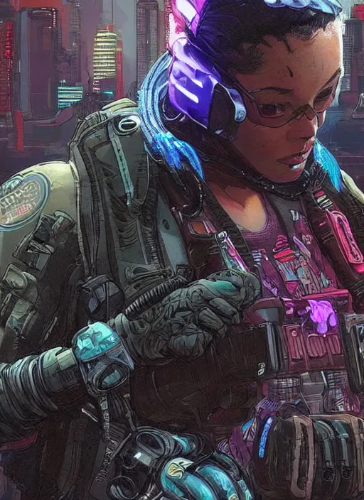 Prompt: apex legends cyberpunk blackops swimmer. concept art by james gurney and mœbius. gorgeous face.