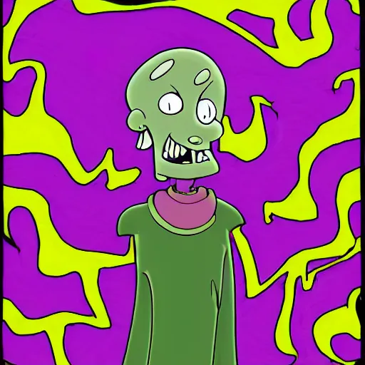 Image similar to return the slab from courage the cowardly dog, digital art,