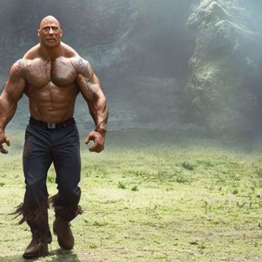 Image similar to dwayne johnson as incredible hulk, marvel cinematic universe, mcu, 4 k, raw, unedited, green skin, symmetrical balance, in - frame,