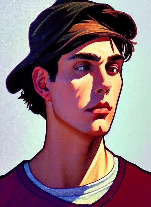 Image similar to oil portrait of jughead jones, intricate, elegant, highly detailed, lighting, painting, artstation, smooth, illustration, art by greg rutowski and alphonse mucha