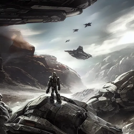 Prompt: concept art prometheus meets halo ; widescreen cinematic