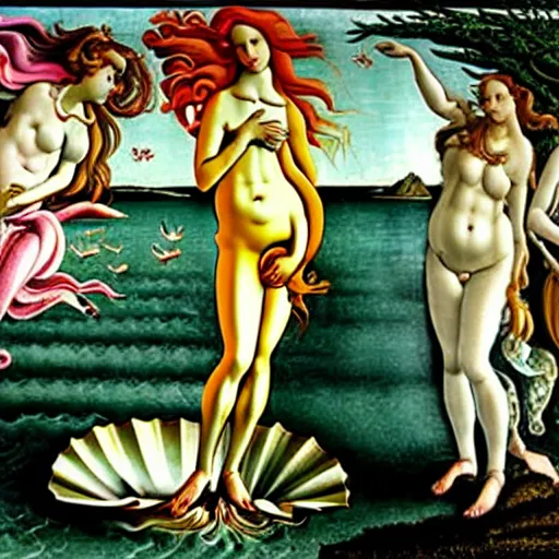 Prompt: birth of venus by sandro botticelli,