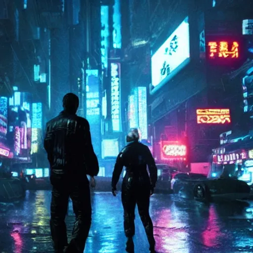 Image similar to cyberpunk blade runner vibe starring wilem defoe movie still