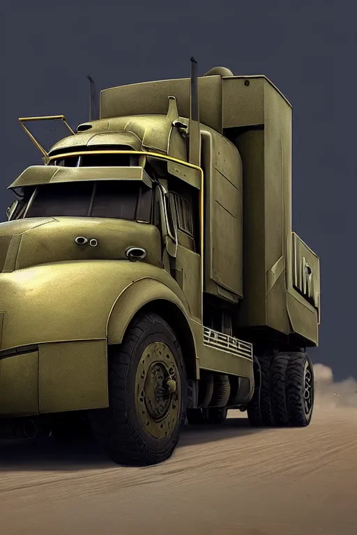 Image similar to “ cybertruck in war thunder game. front on, symmetrical. industrial design. good design award, innovative product concepts, most respected design, amazing depth, glowing, golden ratio, 3 d octane cycle unreal engine 5, volumetric lighting, cinematic lighting, cgstation artstation concept art ”