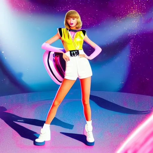 Image similar to Taylor Swift as Olivia Newton John in Grease as Lola Bunny in Space Jam (1996), colorful, fun, photorealistic, detailed, by Alan Moore Asher Duran, Tooth Wu ((Greg Rutkowski)), octane render