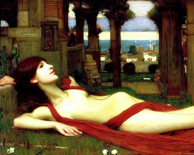 Image similar to john william waterhouse