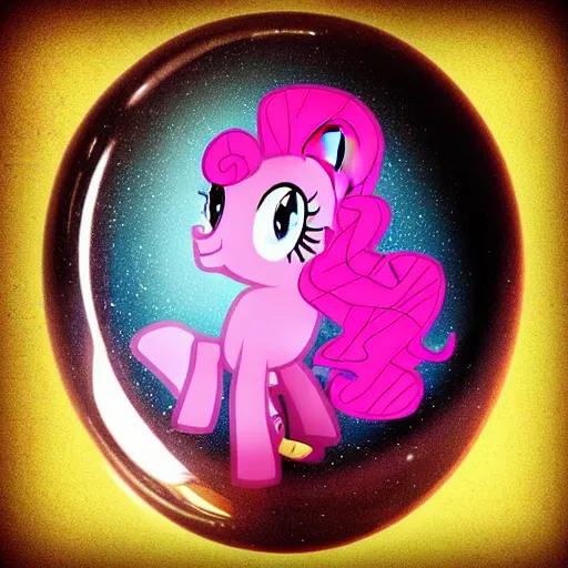 Image similar to Pinkie Pie 💓🐴 trapped inside a crystal ball 🔒🔮