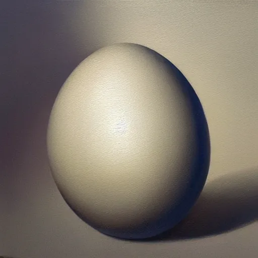 Prompt: a hyper-realistic studio oil painting of an egg; hyper-detailed; an extraordinary masterpiece!!!; flawless; trending on artstation