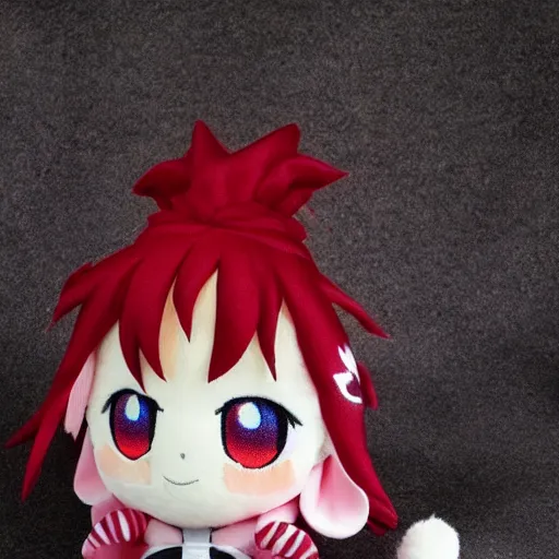 Prompt: cute fumo plush of a mysterious rival, chibi anime girl