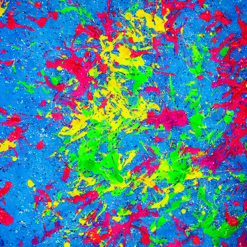 Prompt: epic paint splatter in water