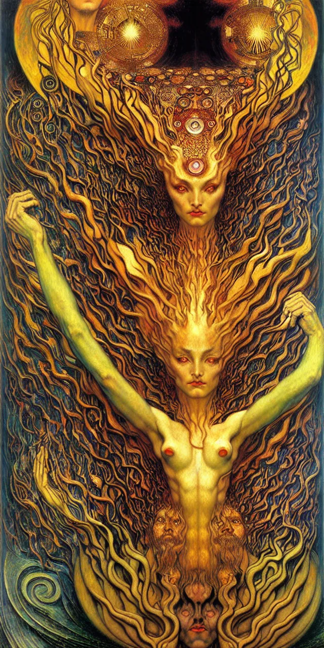 Image similar to Divine Chaos Engine by Karol Bak, Jean Delville, William Blake, Gustav Klimt, and Vincent Van Gogh, symbolist, visionary