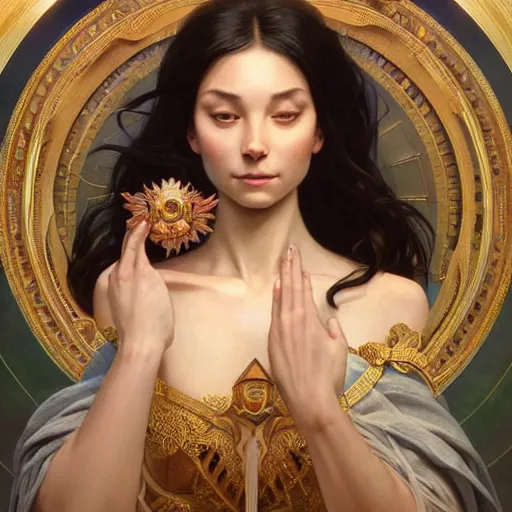 Prompt: perfectly-centered-Portrait of a gorgeous Goddess, The Perfect Human Female Specimen, intricate, elegant, super highly detailed, professional digital painting, artstation, concept art, smooth, sharp focus, no blur, no dof, extreme illustration, Unreal Engine 5, 8K, art by artgerm and greg rutkowski and alphonse mucha and loish and WLOP