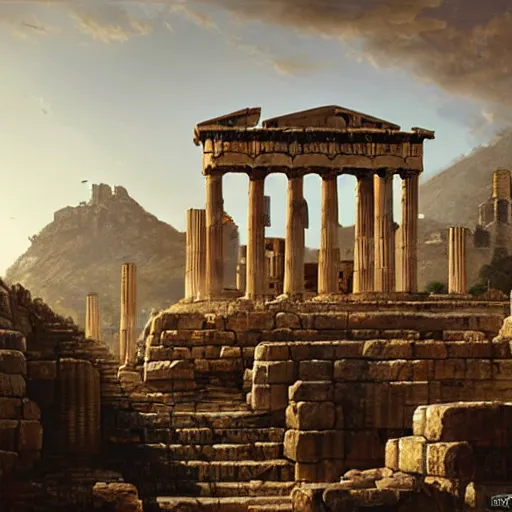 Image similar to Ancient Greek Polis in ancient times by Greg Rutkowski