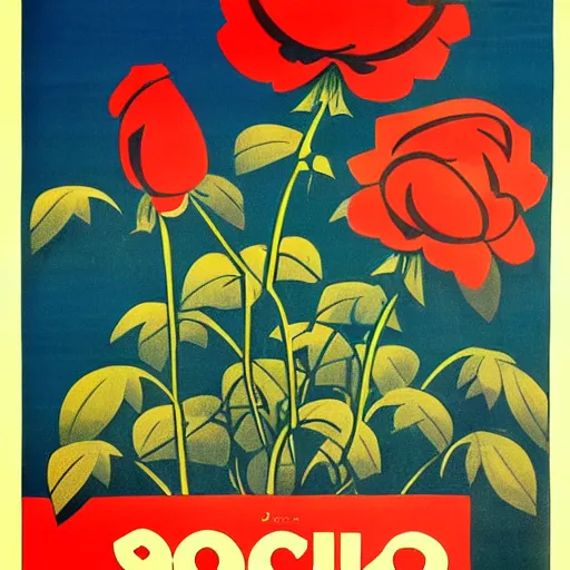 Image similar to soviet propaganda poster of phrase'tend to the flowers ', socialist realism