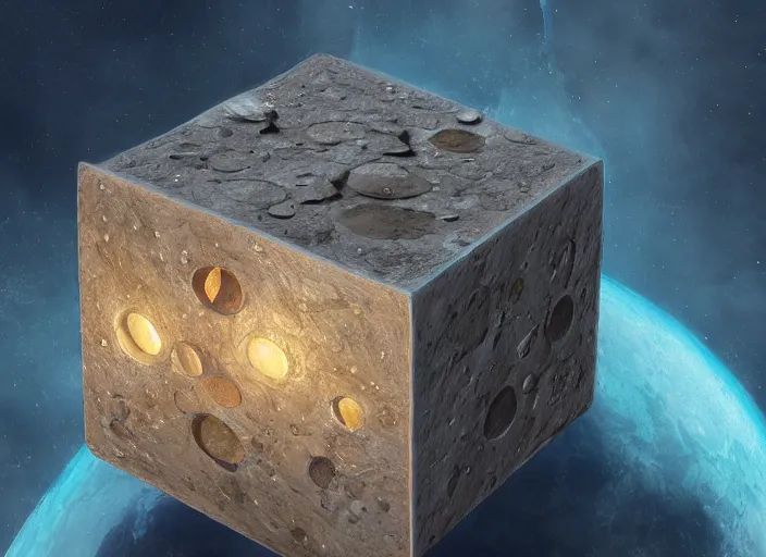 Prompt: rubic's cube made out of moon on space, au naturel, hyper detailed, digital art, trending in artstation, cinematic lighting, studio quality, smooth render, unreal engine 5 rendered, octane rendered, art style by klimt and nixeu and ian sprigger and wlop and krenz cushart
