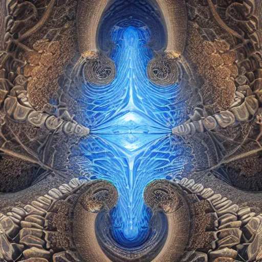 Image similar to a hyperrealistic 3 d painting of a huge sprawling fractal cathedral interior populated by mandelbrot fractals by android jones, unreal engine, carved stone, carved soap, white color scheme, volumetric lighting, octane render, dramatic lighting, glowing, carved marble, opalescent, sacred geometry, religious, angelic, catholicpunk, stark, 8 k, ultra detailed