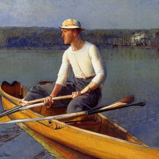 Image similar to a rower on a sunny day, by carl larsson, highly detailed, 4 k,