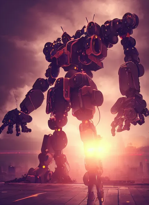 Prompt: intricate digital artwork of a giant japanese anime mecha by by nuthin'but mech, by kallamity sketchbook, inspired by nier : automata, neon city background, octane render, cgstation, 4 k resolution