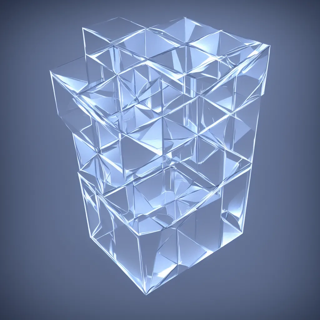 Prompt: 3 d render of dimensional cubic crystal square, hyper realistic, cinematic, studio lighting, detailed