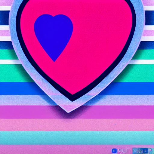 Prompt: a heart made of blue pink and purple stripes in a pop art style, digital art, trending on art station, brush strokes, medium tones