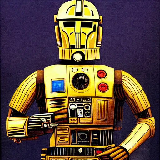 Prompt: portrait of c - 3 p 0 by greg ruthkowski