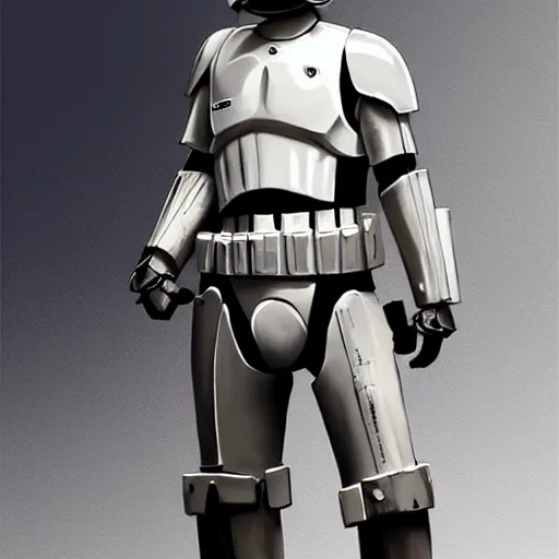 Image similar to an extremely long shot of an imperial stormtrooper walking concept art by Doug Chiang cinematic, realistic painting, high definition, very detailed, extremely high detail, photo realistic, symmetrical, concept art, the Mandalorian concept art style