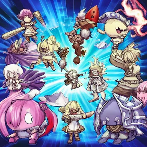 Image similar to “Ragnarok online, a large poring boss being fought by player characters”