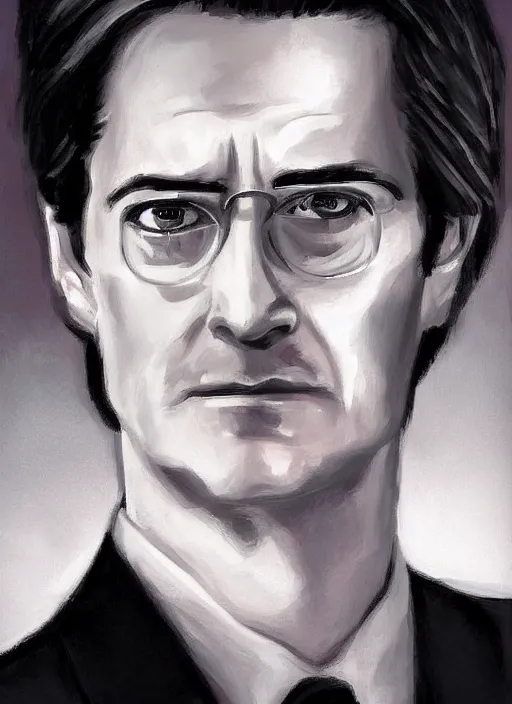 Prompt: portrait of kyle maclachlan as dale cooper by jeremy enecio