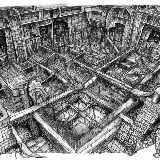 Image similar to stunning concept art for an underground city by kentaro miura, hyper-detailed, professional illustration